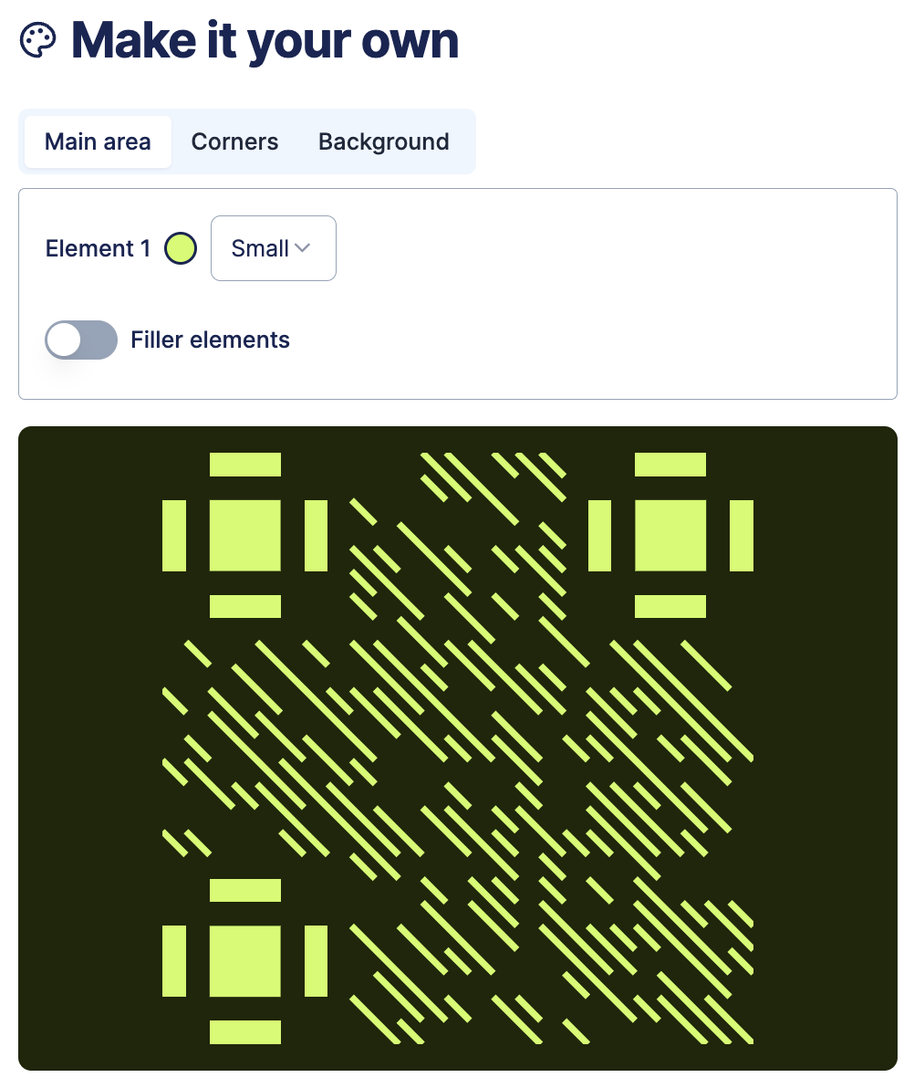 The UI of QR Cool for customizing the QR code look and feel